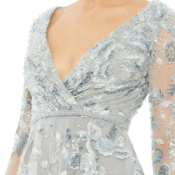 Mac Duggal 67869 - Long Sleeve A-Line Dress size 14 gray/silver - Picture 2 of 14